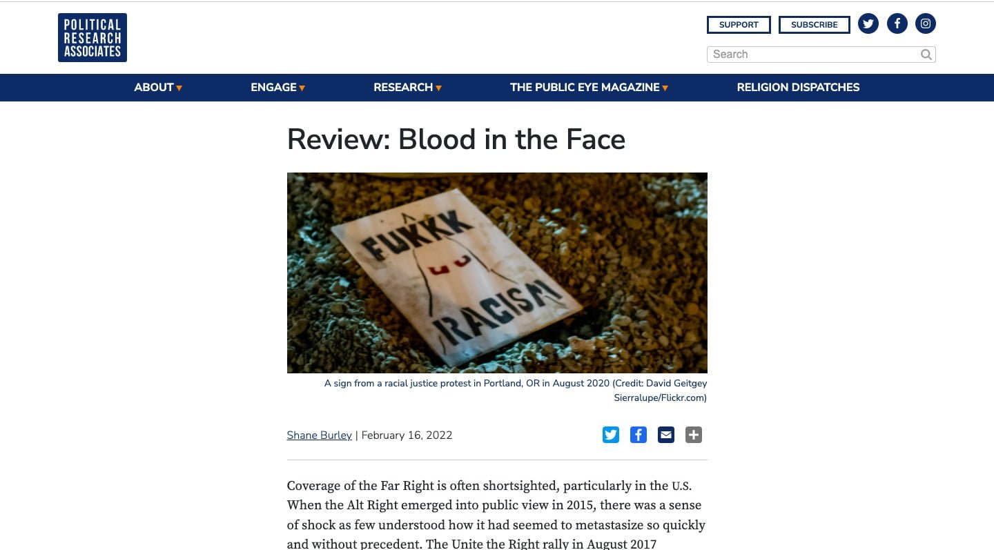 IREHR in Political Research Associates: “Review: Blood in the Face ...